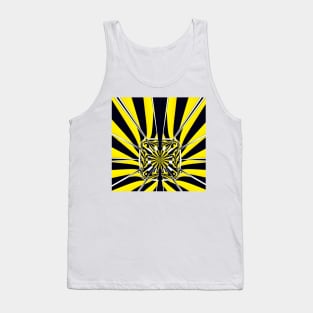 Bright yellow and black chevron floral fantasy pattern in the style of David Hockney Tank Top